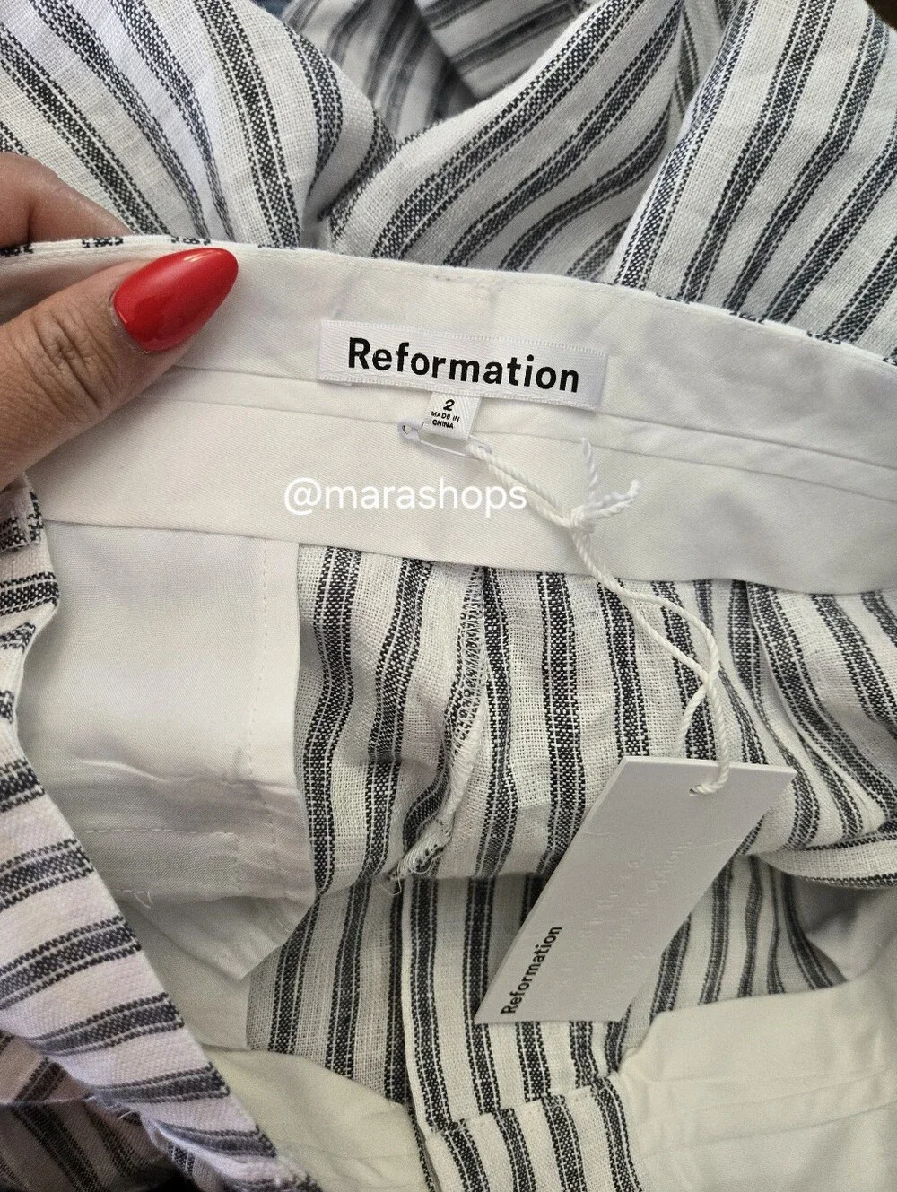 Reformation Carter Linen Mid Rise Pant
